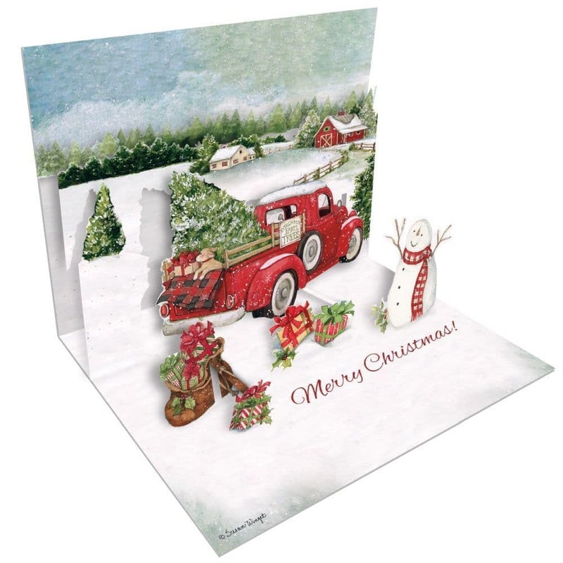 LANG Santa's Truck Pop-Up Christmas Cards, 8 Cards & 8 Envelopes in Sturdy Keepsake Box, Full-Color Artwork, Linen-Embossed Paper Stock, Added Embellishments (2005104) - Image 1